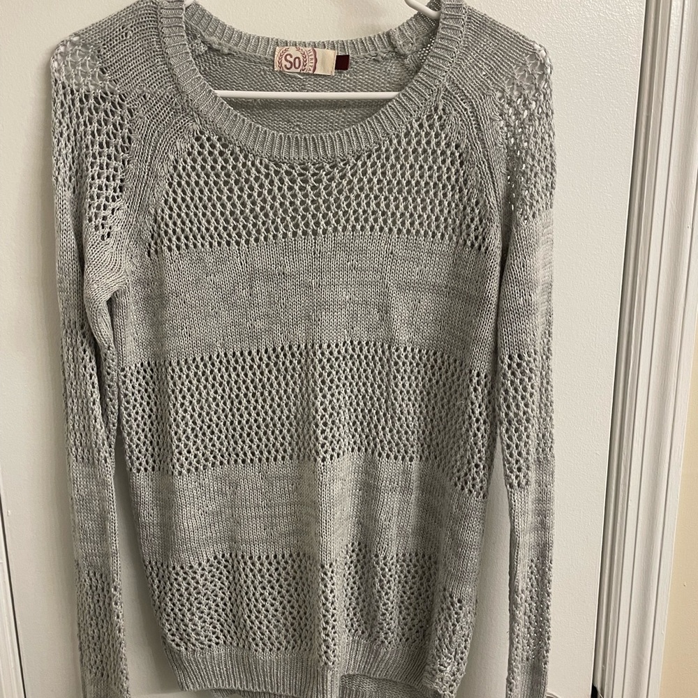SO Women's Light Gray Knit Sweater